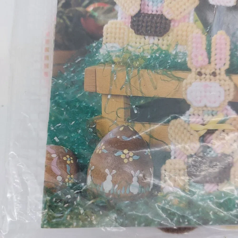Bunny Egg Cross Stitch Magnets Easter Plastic Canvas Kit by House White